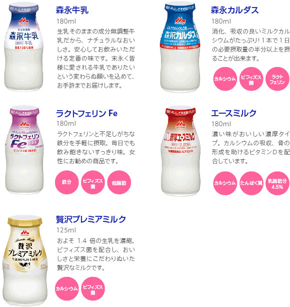 牛乳・乳飲料 一覧